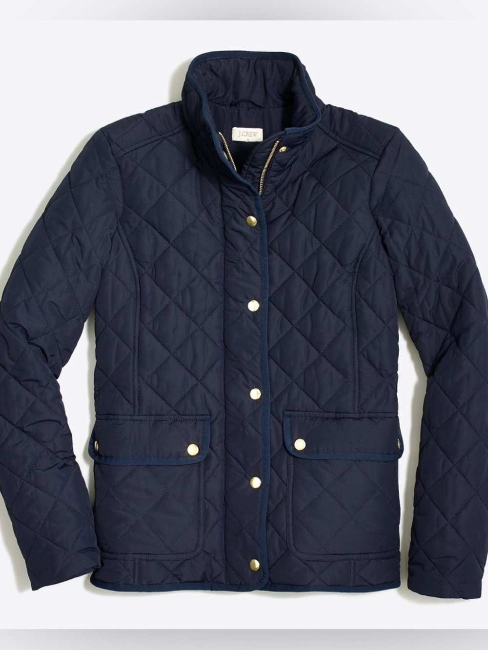 J. Crew Factory Navy Quilted Barn Chore Jacket with Gold Accents Size XXS